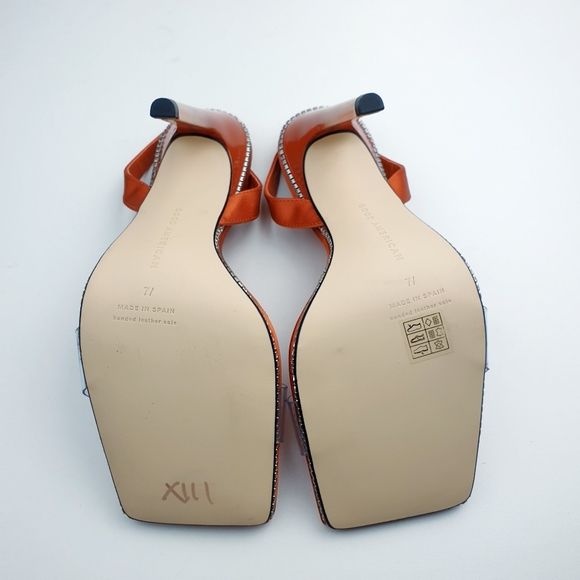 Good American crystal crush lucite   stiletto satin vinyl strap sandals 7.5 - Picture 13 of 14